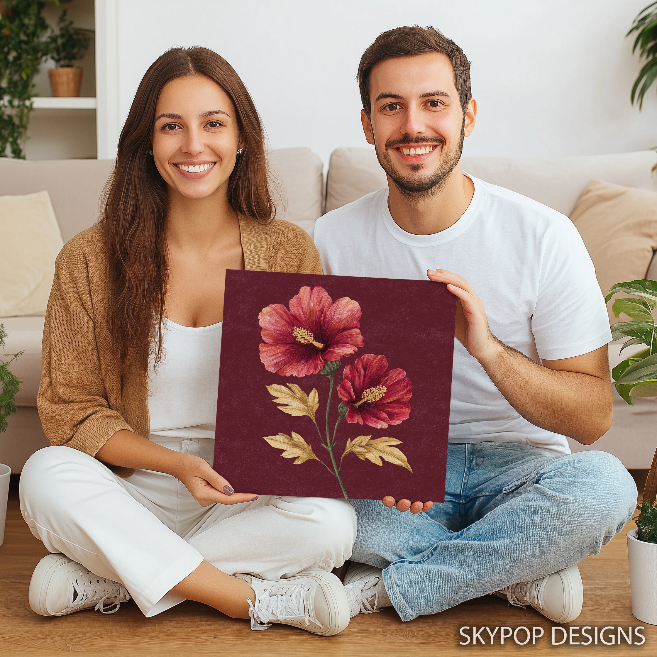 9.jpg Red Hibiscus Flower Art