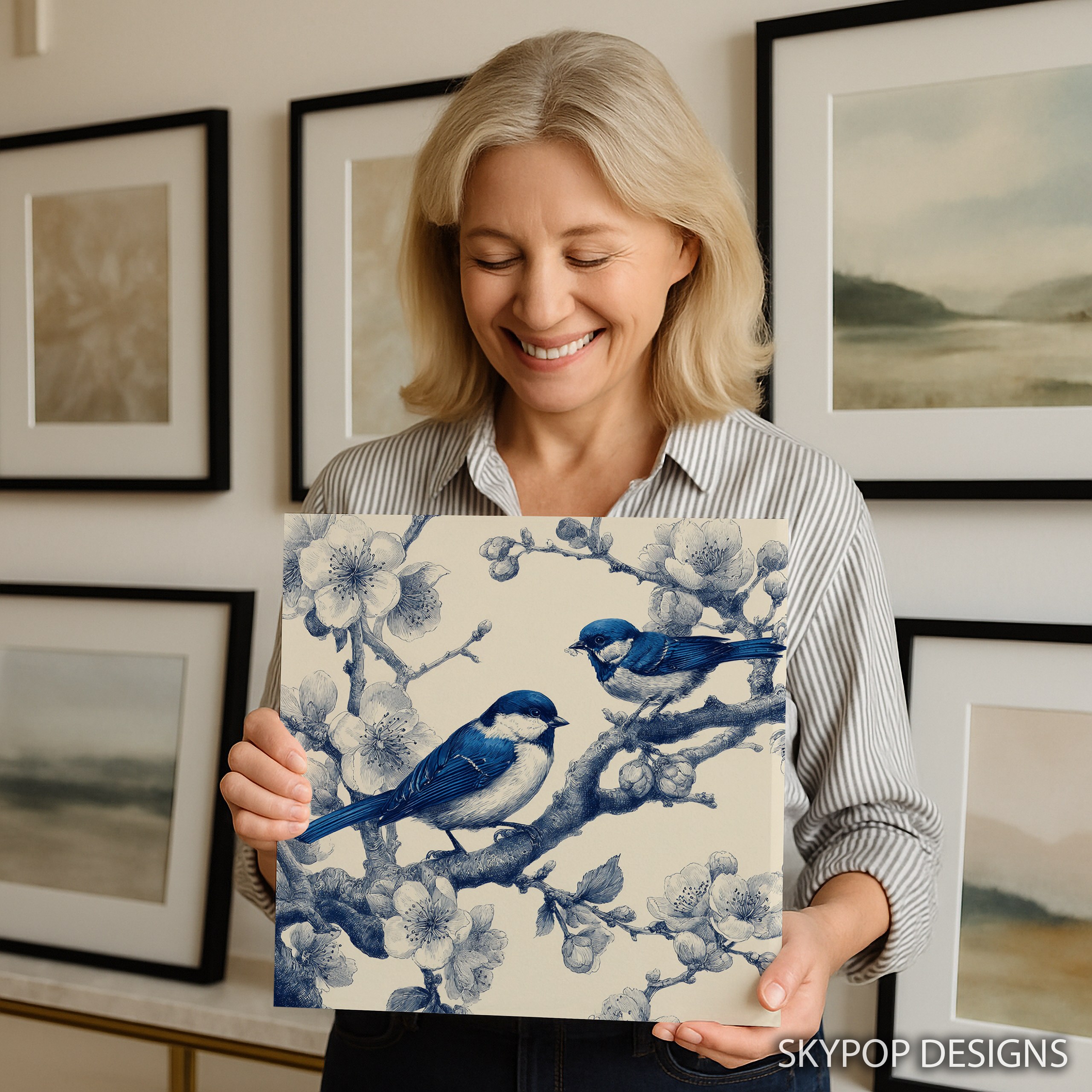 9.jpg Blue Birds Cherry Blossom Art
