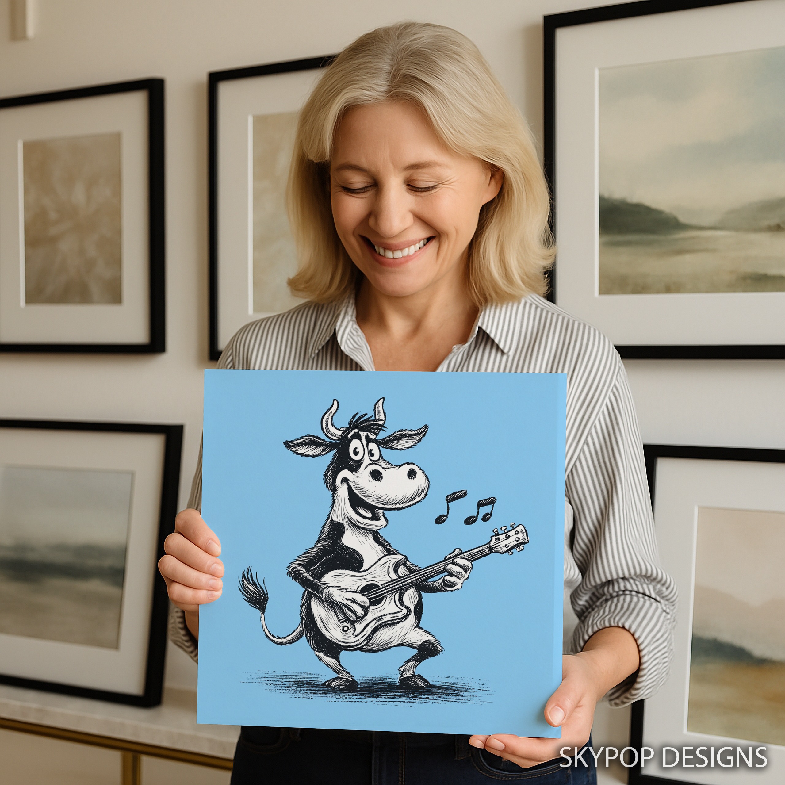 9.jpg Cow Playing Guitar Art