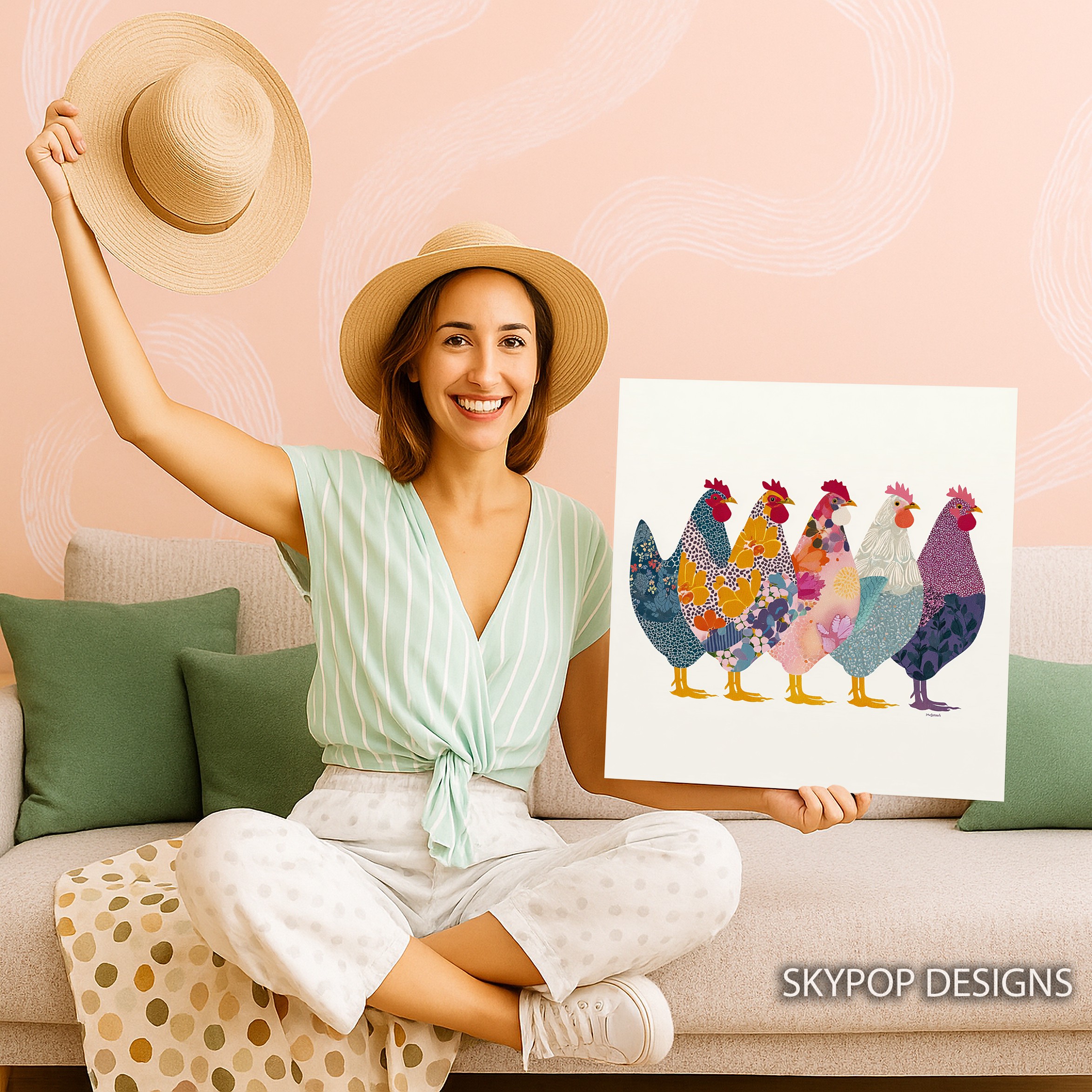 9.jpg Colorful Roosters Art