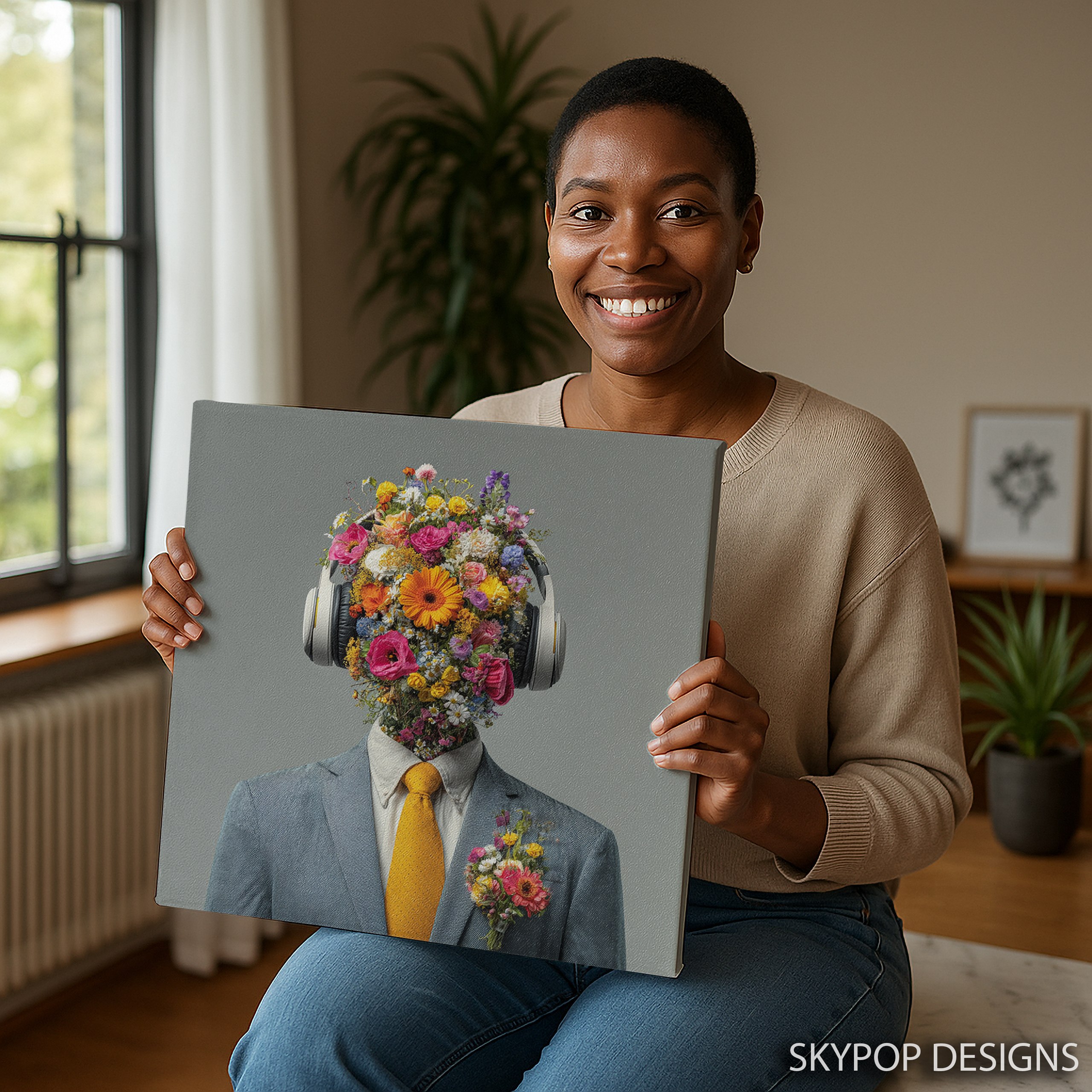 9.jpg Floral Headphones Art