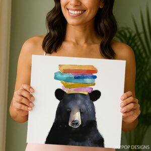 Bear Book Stack Art
