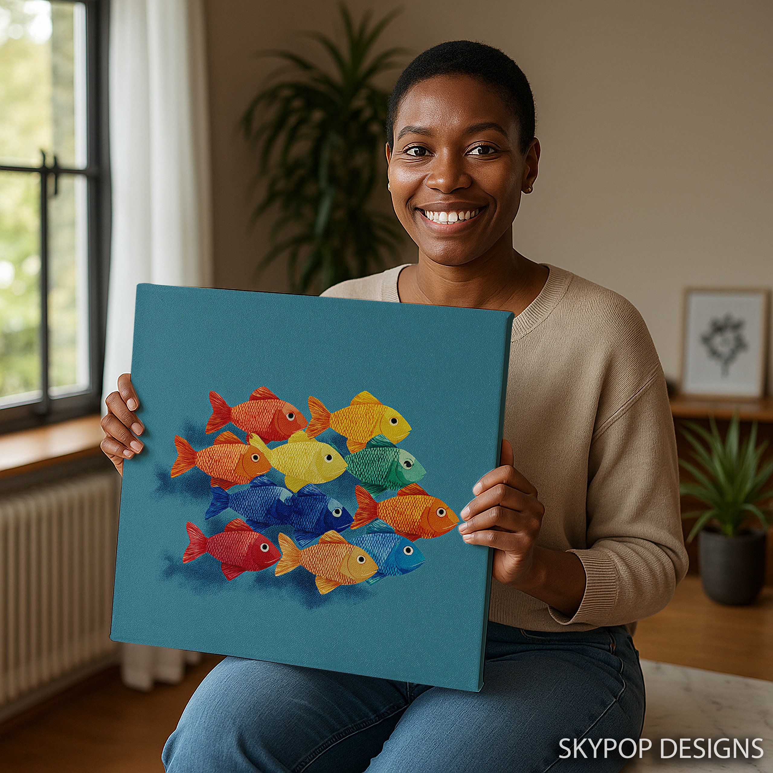 9.jpg Colorful Fish School Art