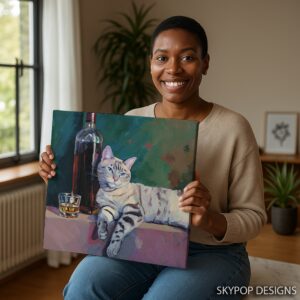 Cat and Wine Art