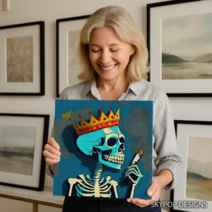 King Skeleton Smoking Art
