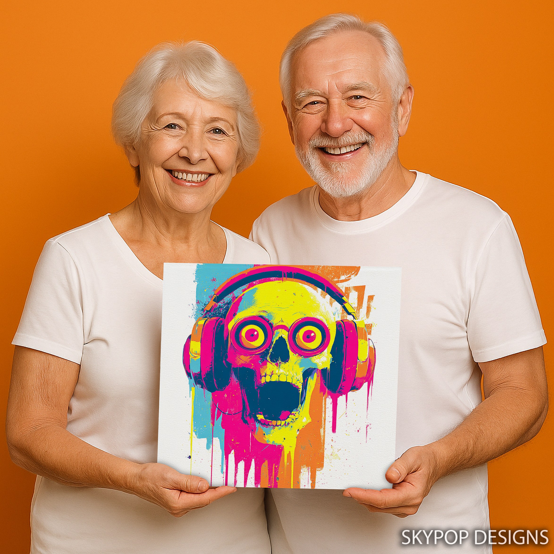 9.jpg Neon Skull Headphones Art