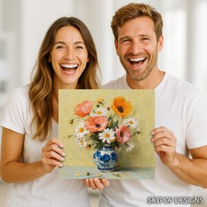 Poppy and Daisy Bouquet Art