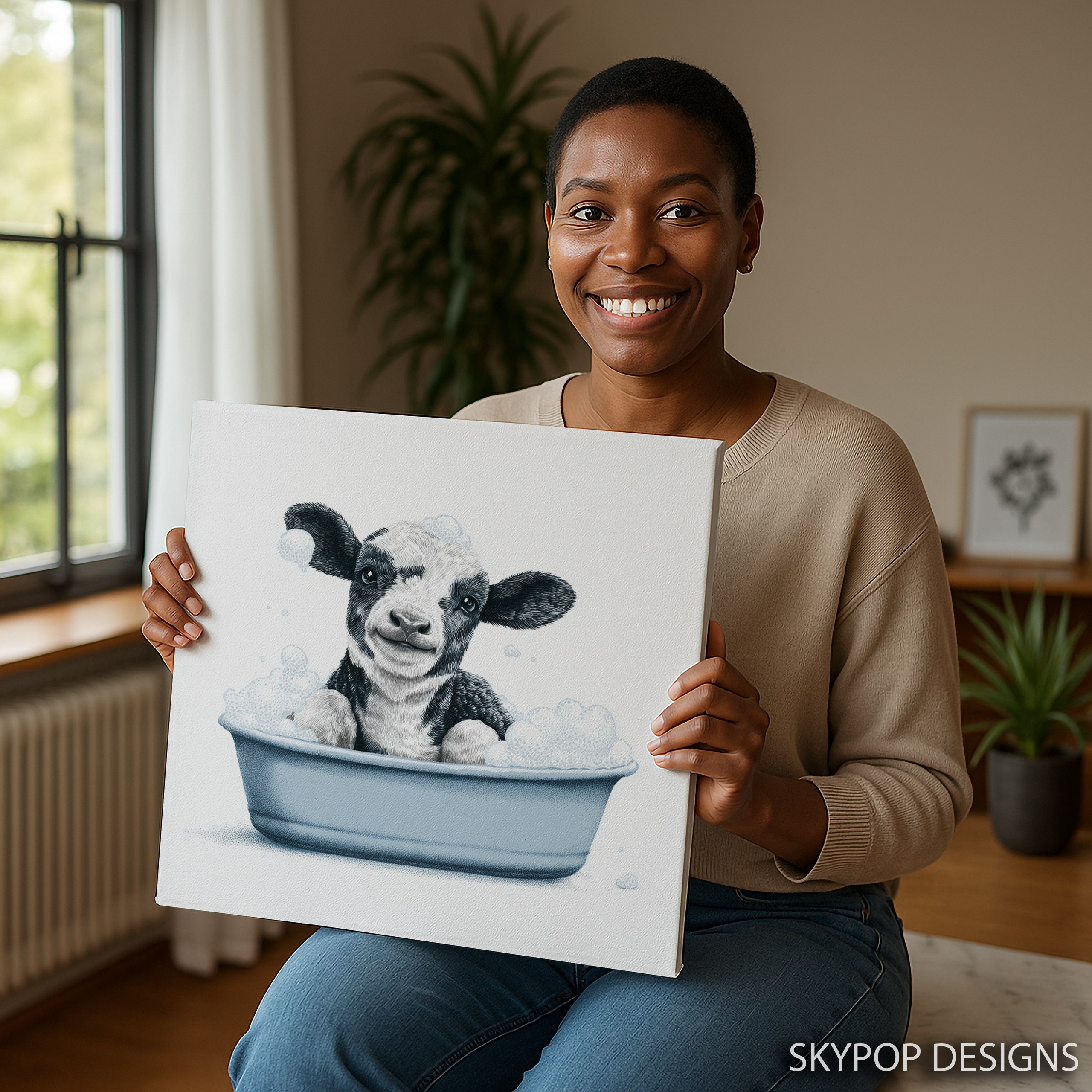 9.jpg Cow Bath Time Art