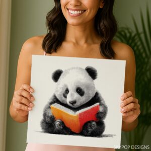 Panda Reading Book Art