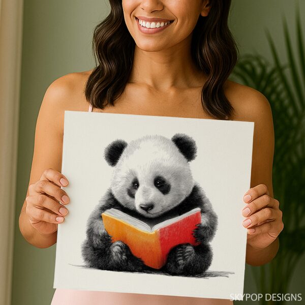 Panda Reading Book Art