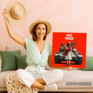 No War Tank Flowers Art