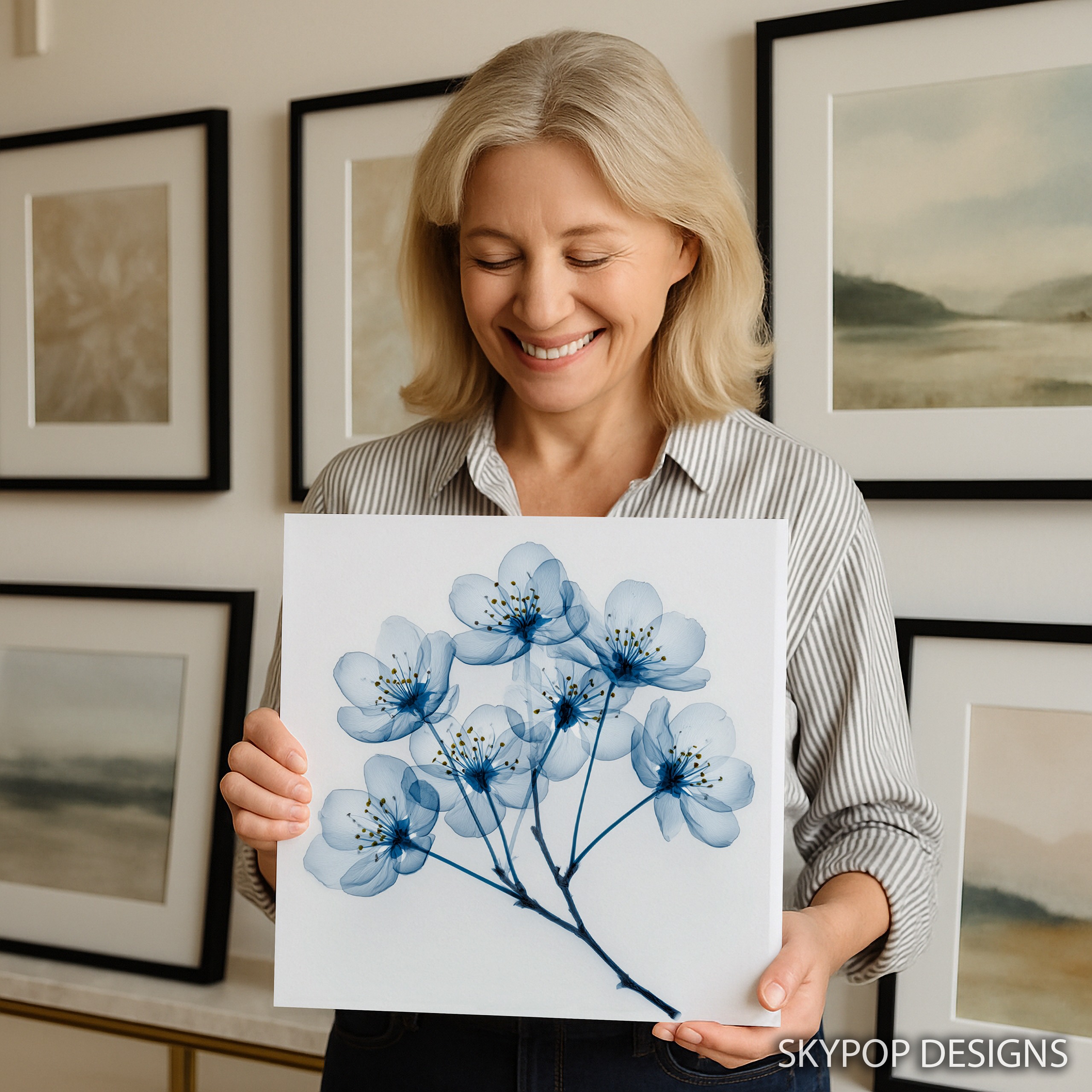 9.jpg Blue Cherry Blossom Art