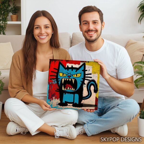 Blue Cat Grin Art