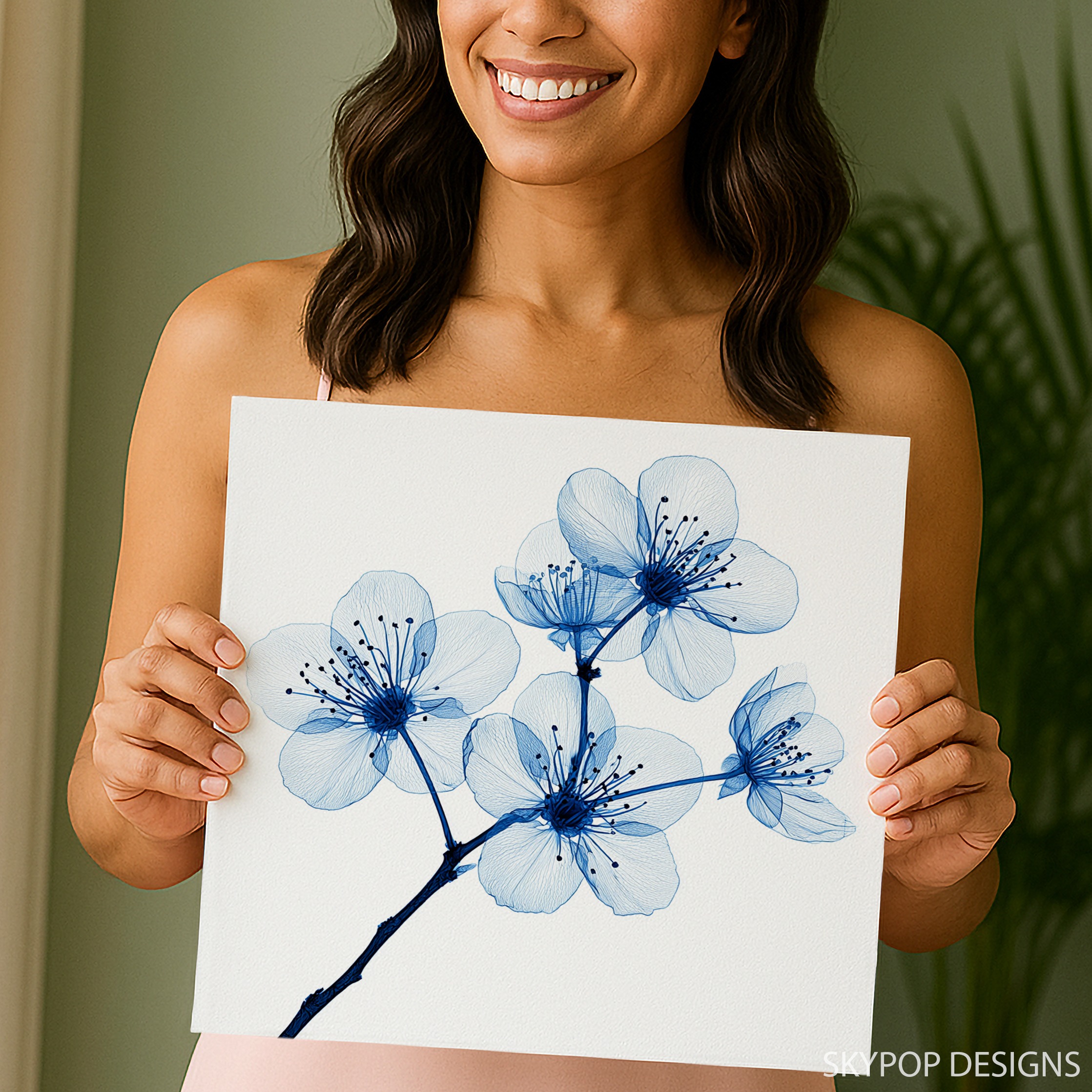 9.jpg Blue Cherry Blossom Art