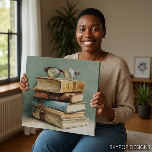 Vintage Books and Glasses Art