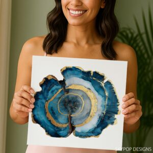 Blue and Gold Agate Art