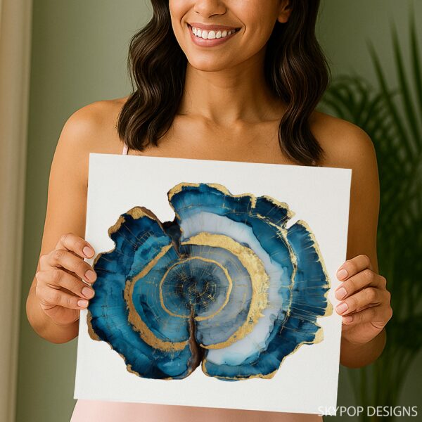 Blue and Gold Agate Art