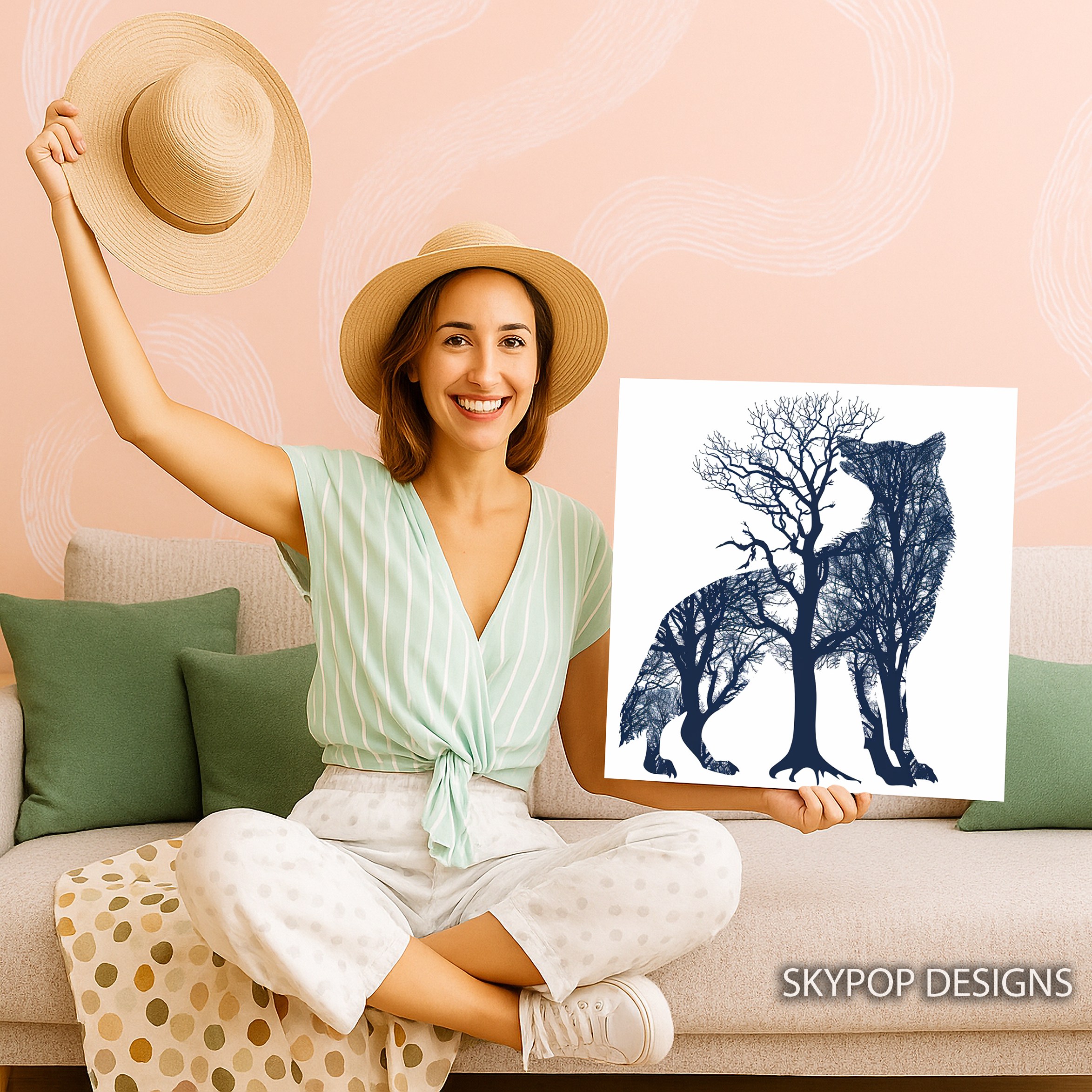 9.jpg Wolf Tree Silhouette Art