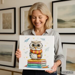 Owl Book Stack Art