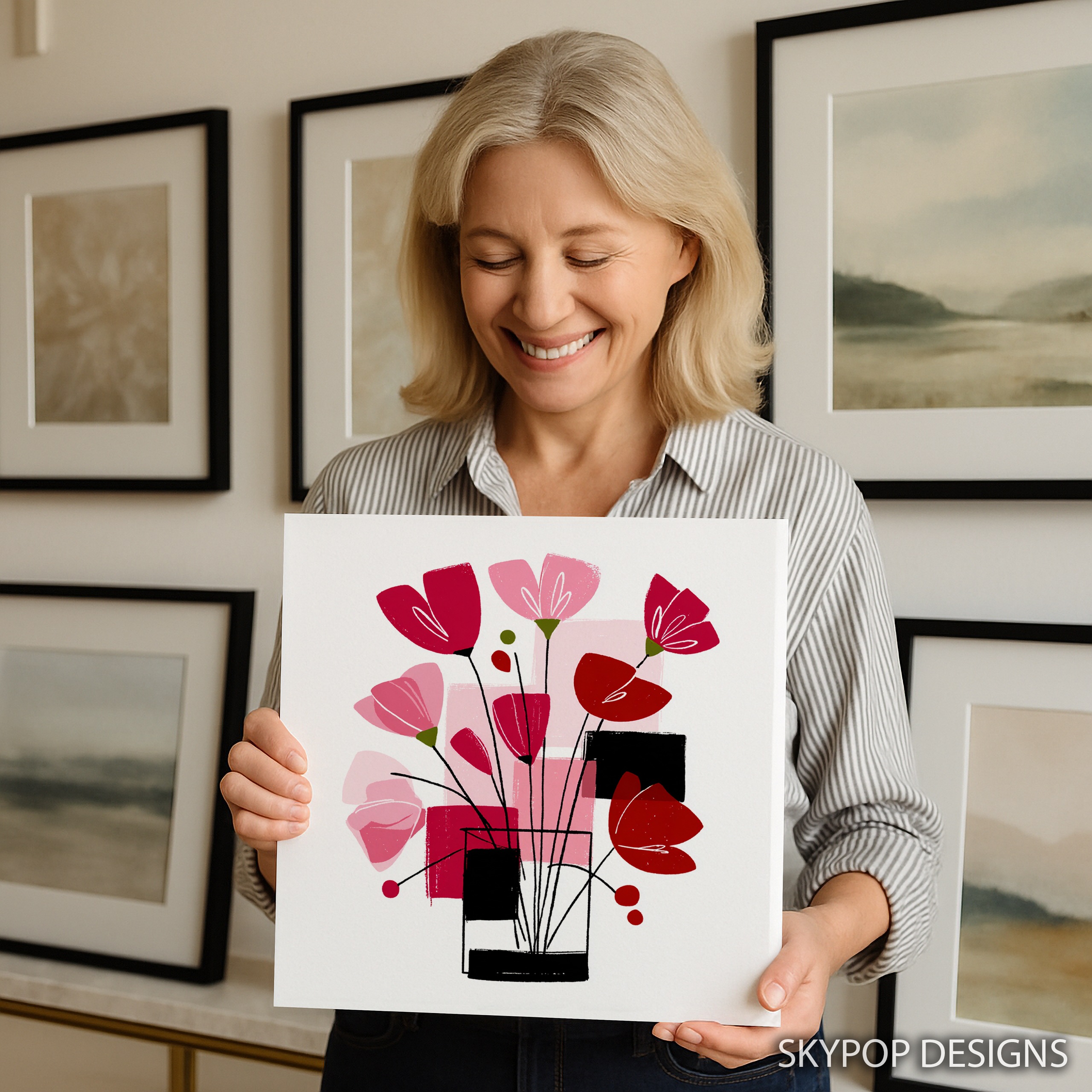 9.jpg Modern Poppy Bouquet Art