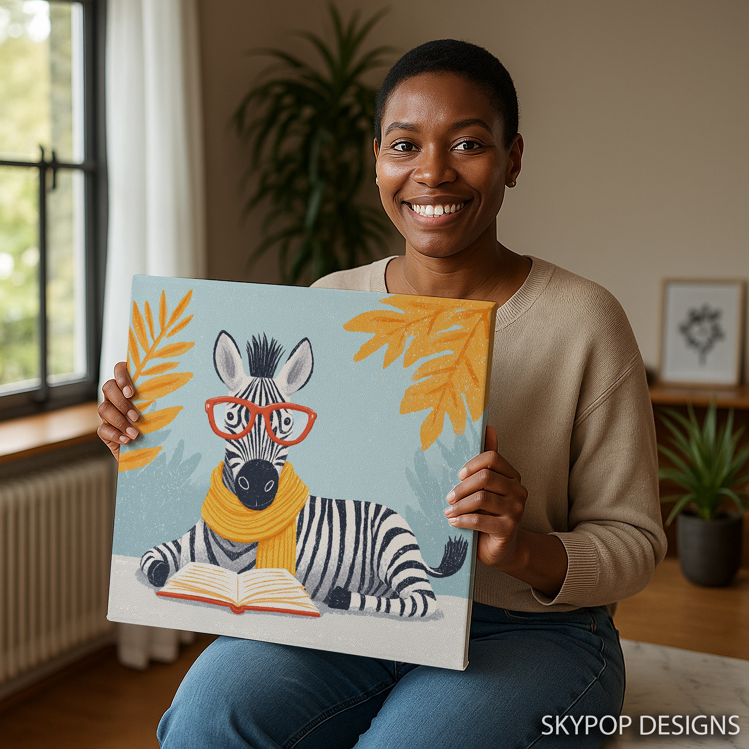 9.jpg Zebra Reading Art