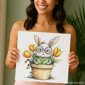 Bunny Flower Pot Art