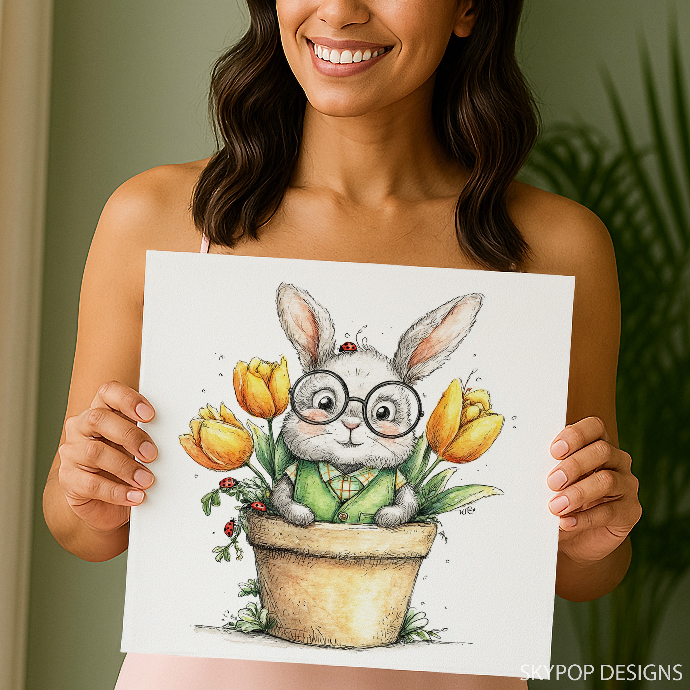 9.jpg Bunny Flower Pot Art