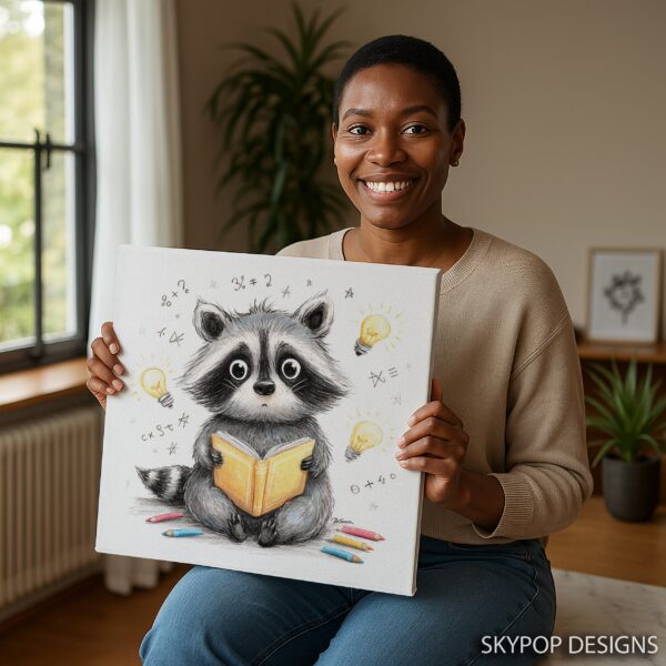 Raccoon Reading Art