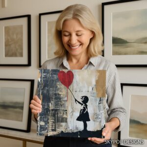 Balloon Heart Girl Art