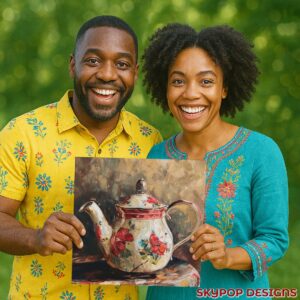 Vintage Floral Teapot Art