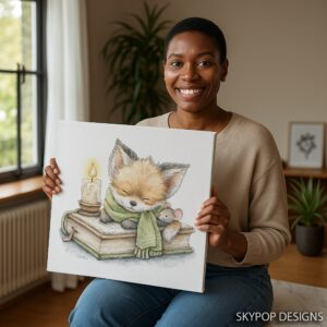Sleepy Fox and Mouse Art