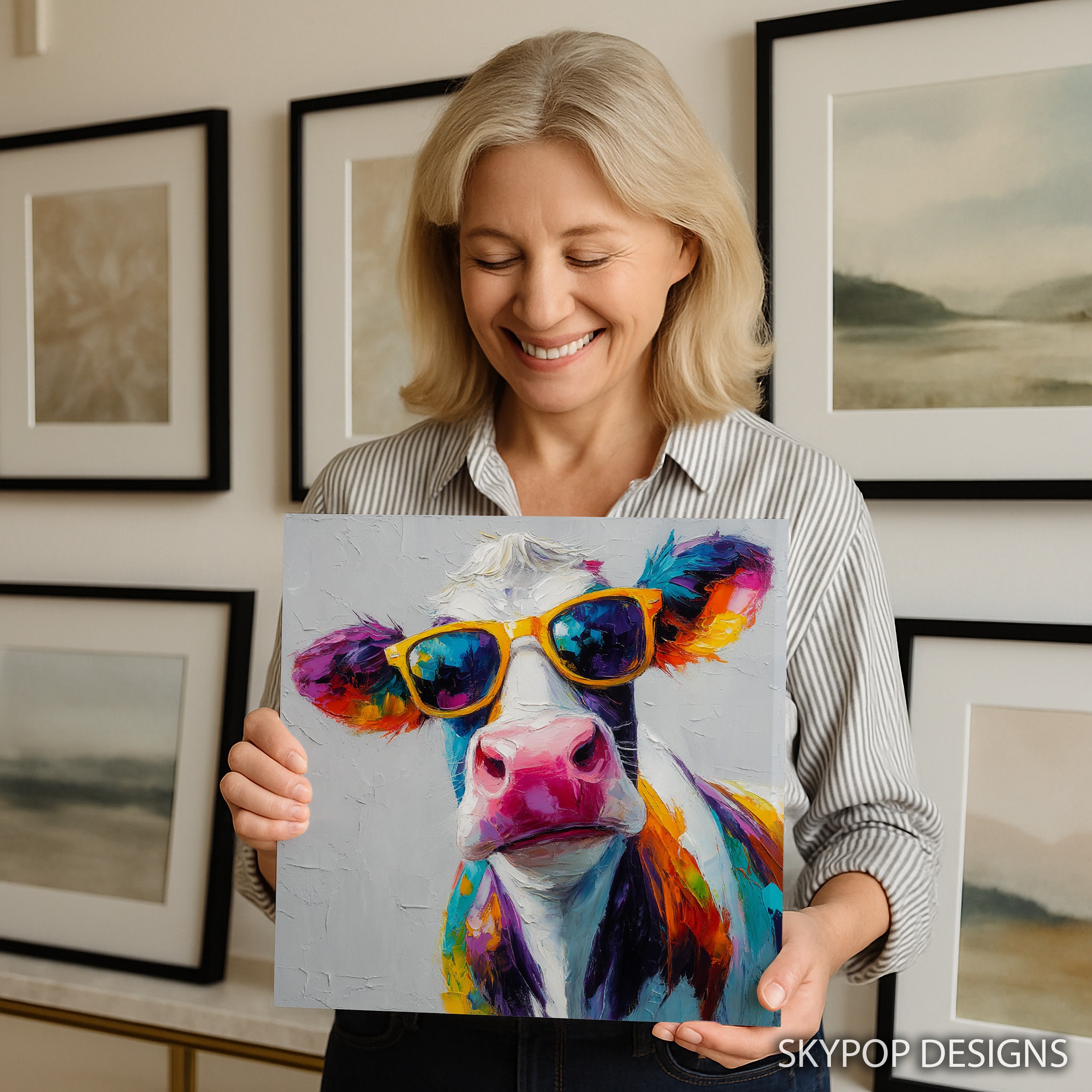 9.jpg Colorful Cow Art