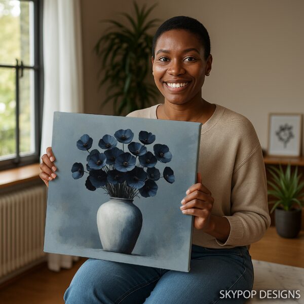 Blue Poppy Vase Art
