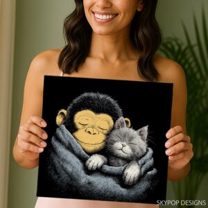 Monkey Cat Cuddle Art