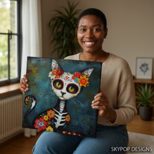 Day of the Dead Cat Art