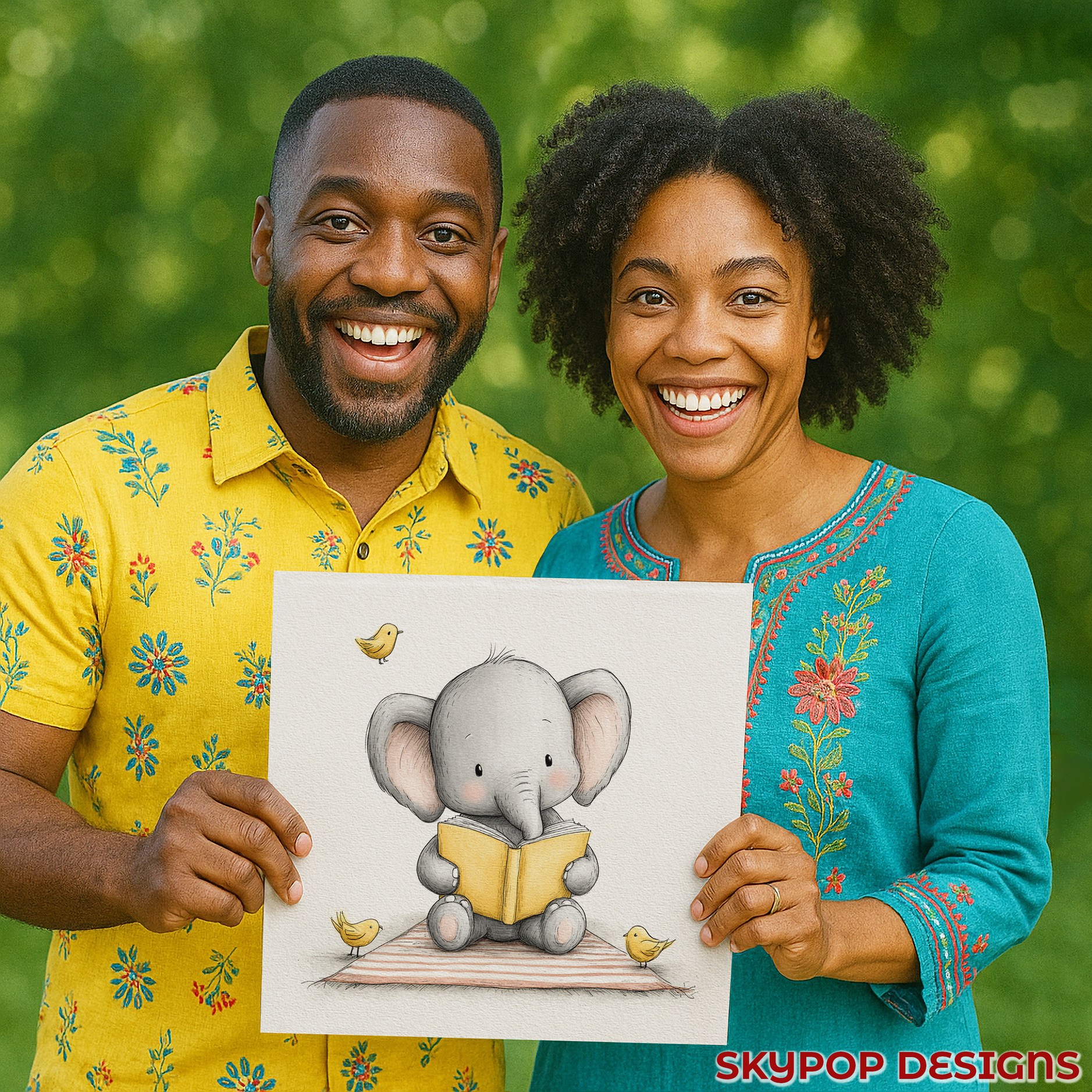 9.jpg Elephant Reading Book Art