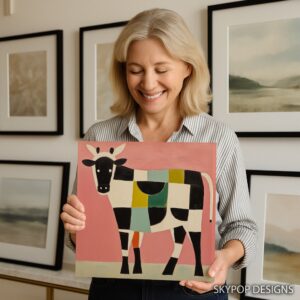 Colorful Geometric Cow Art