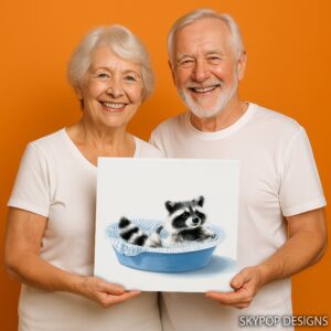 Raccoon Bath Time Art