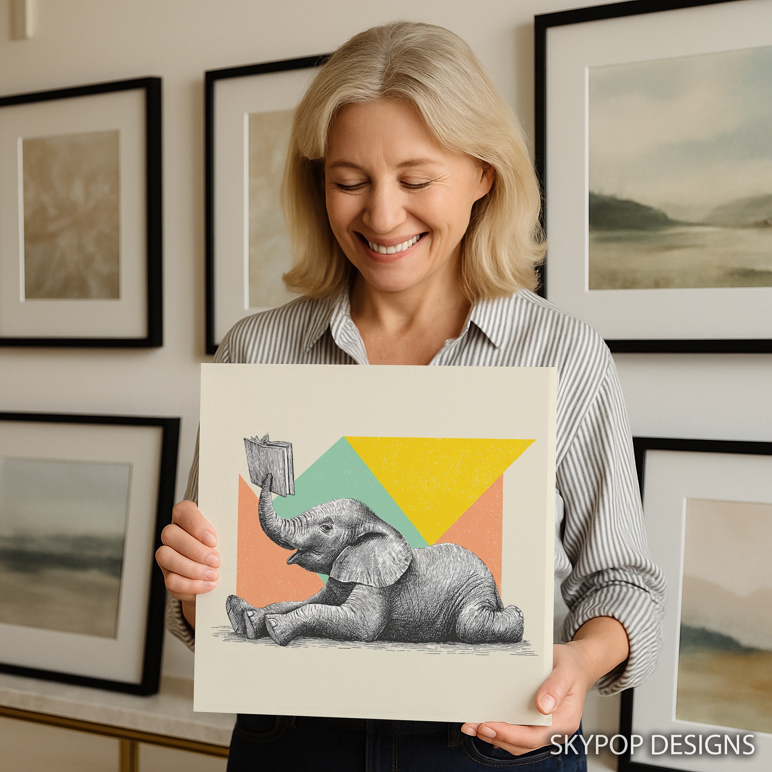 9.jpg Elephant Reading Art