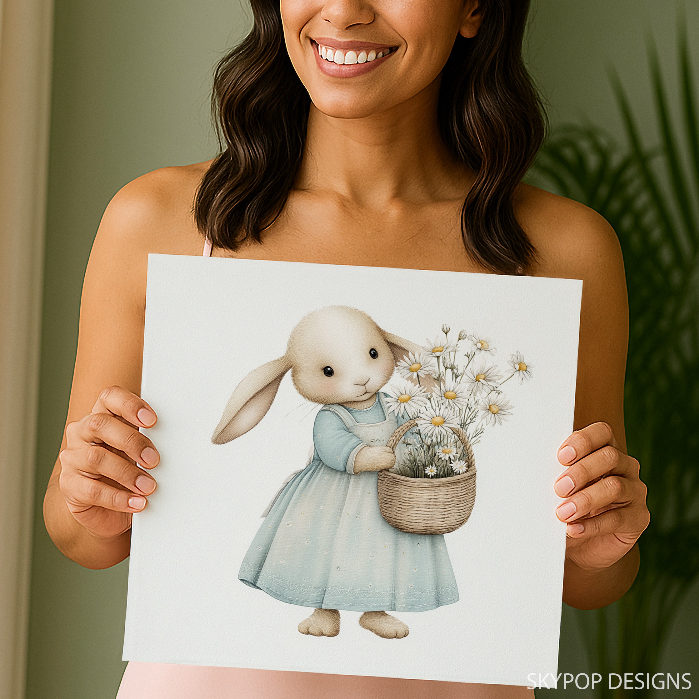 9.jpg Bunny Daisy Basket Art