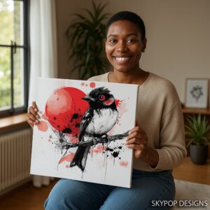 Red Sun Bird Art