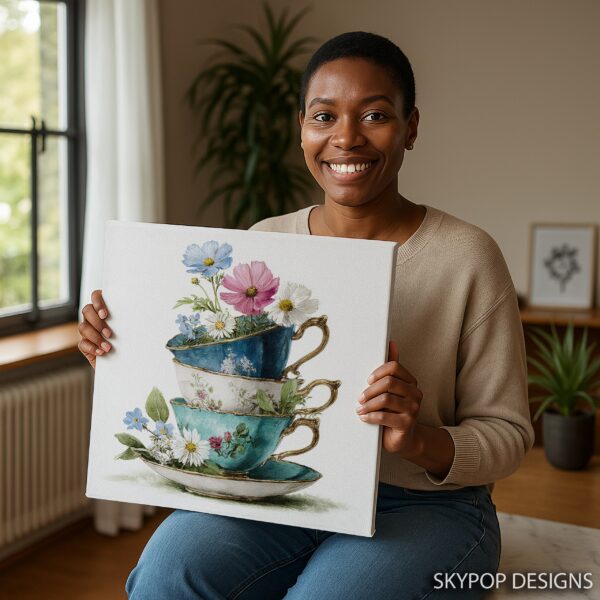 Floral Teacup Stack Art