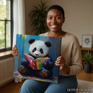 Panda Reading Book Art