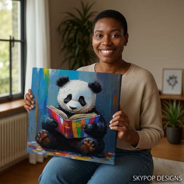 Panda Reading Book Art
