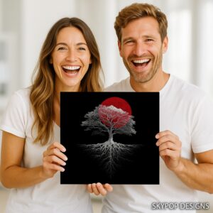 Red Moon Tree Art