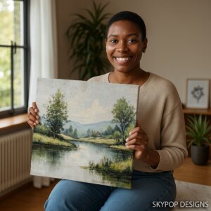 Tranquil River Landscape Art