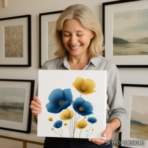 Blue Yellow Poppy Art