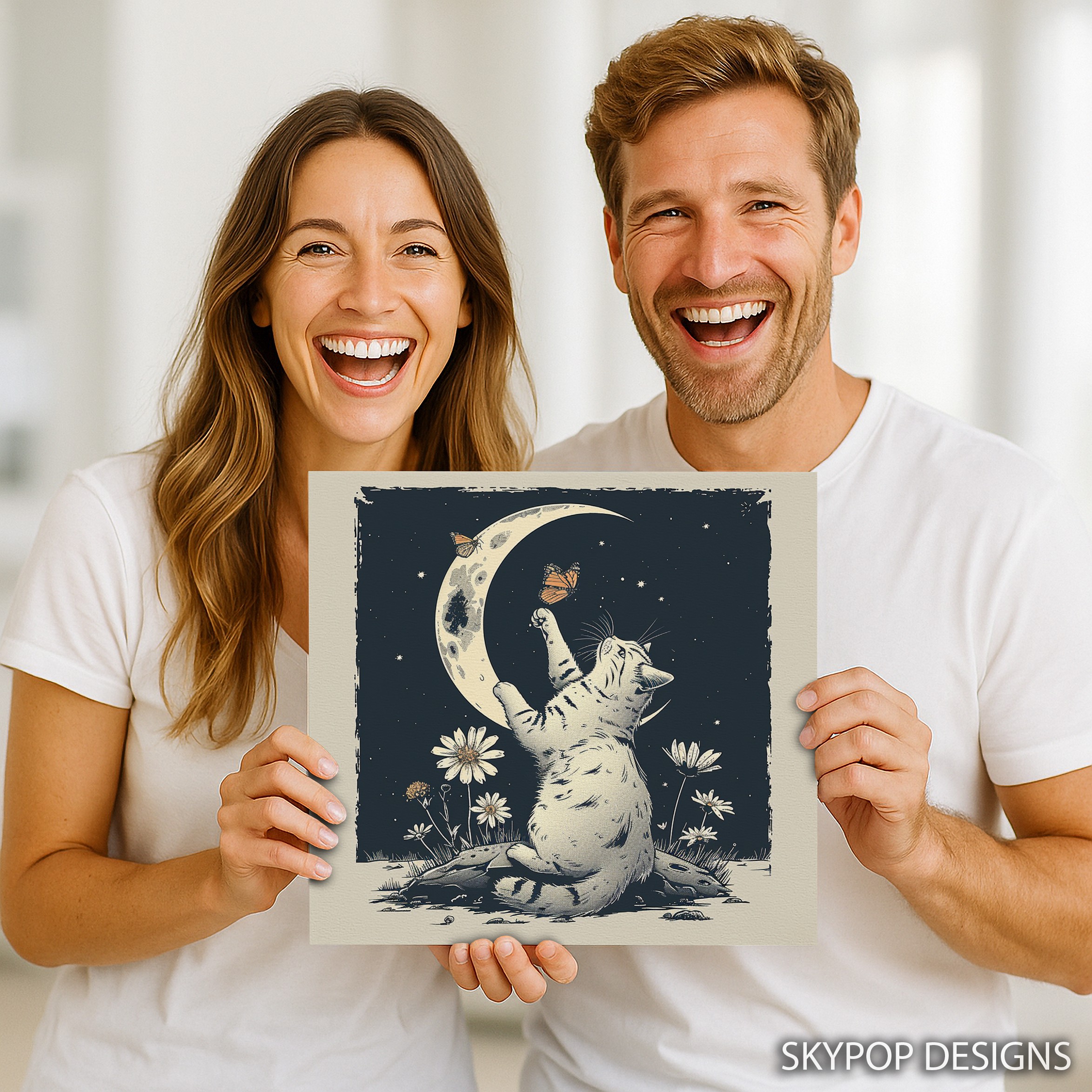9.jpg Cat Moon Butterfly Art