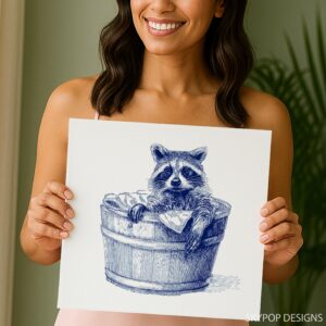 Raccoon Bath Time Art