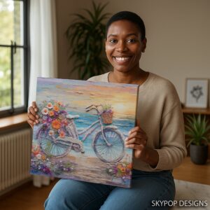 Seaside Bicycle Bloom Art